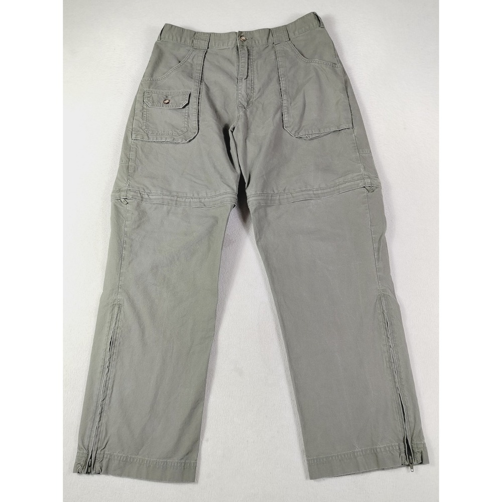 Cabela's Outdoors Cargo Pants Mens 34 Green Convertible Relaxed Fit Hiking